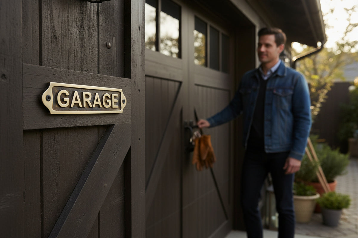 Brass Garage Sign Plaque