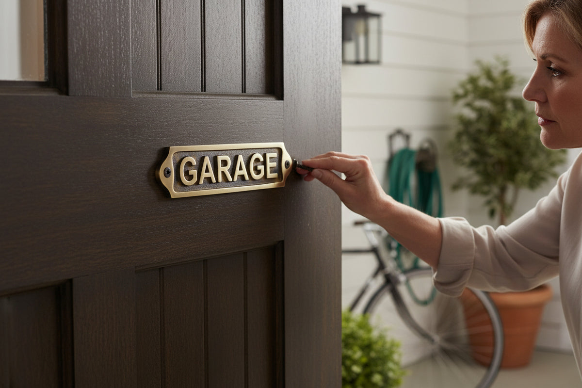 Brass Garage Sign Plaque