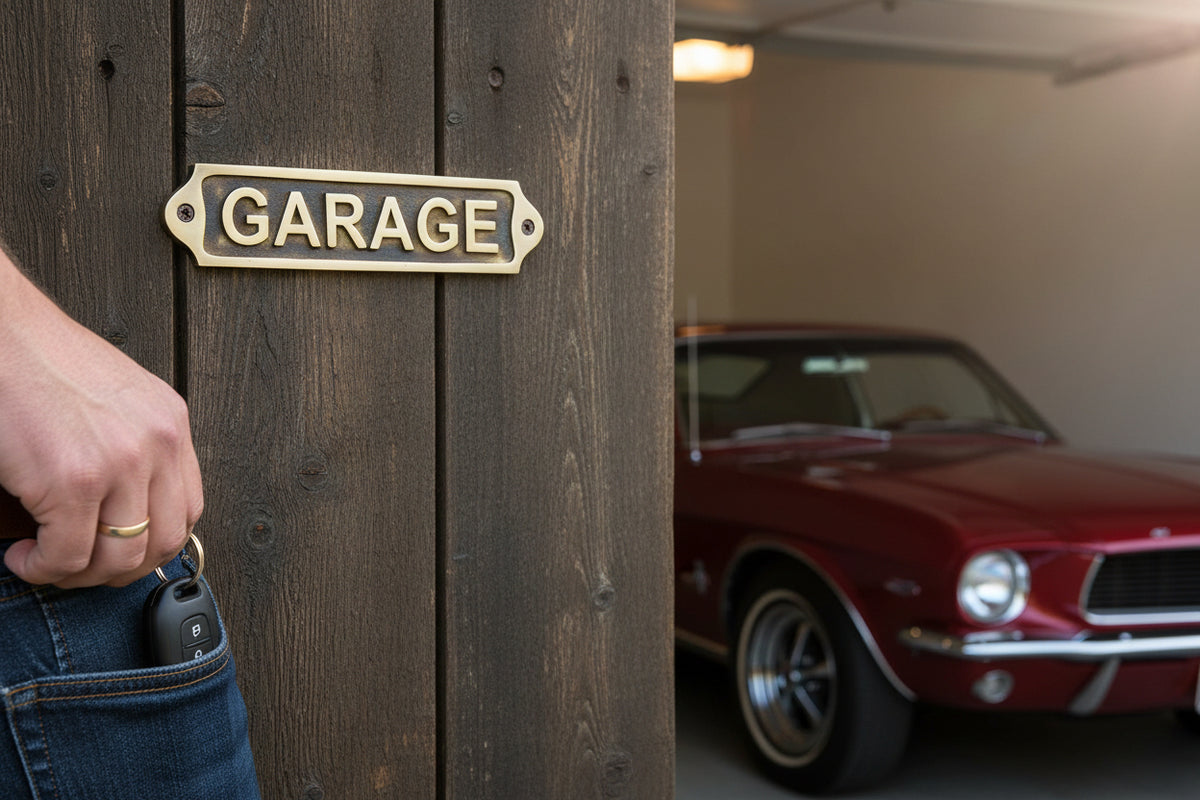 Brass Garage Sign Plaque