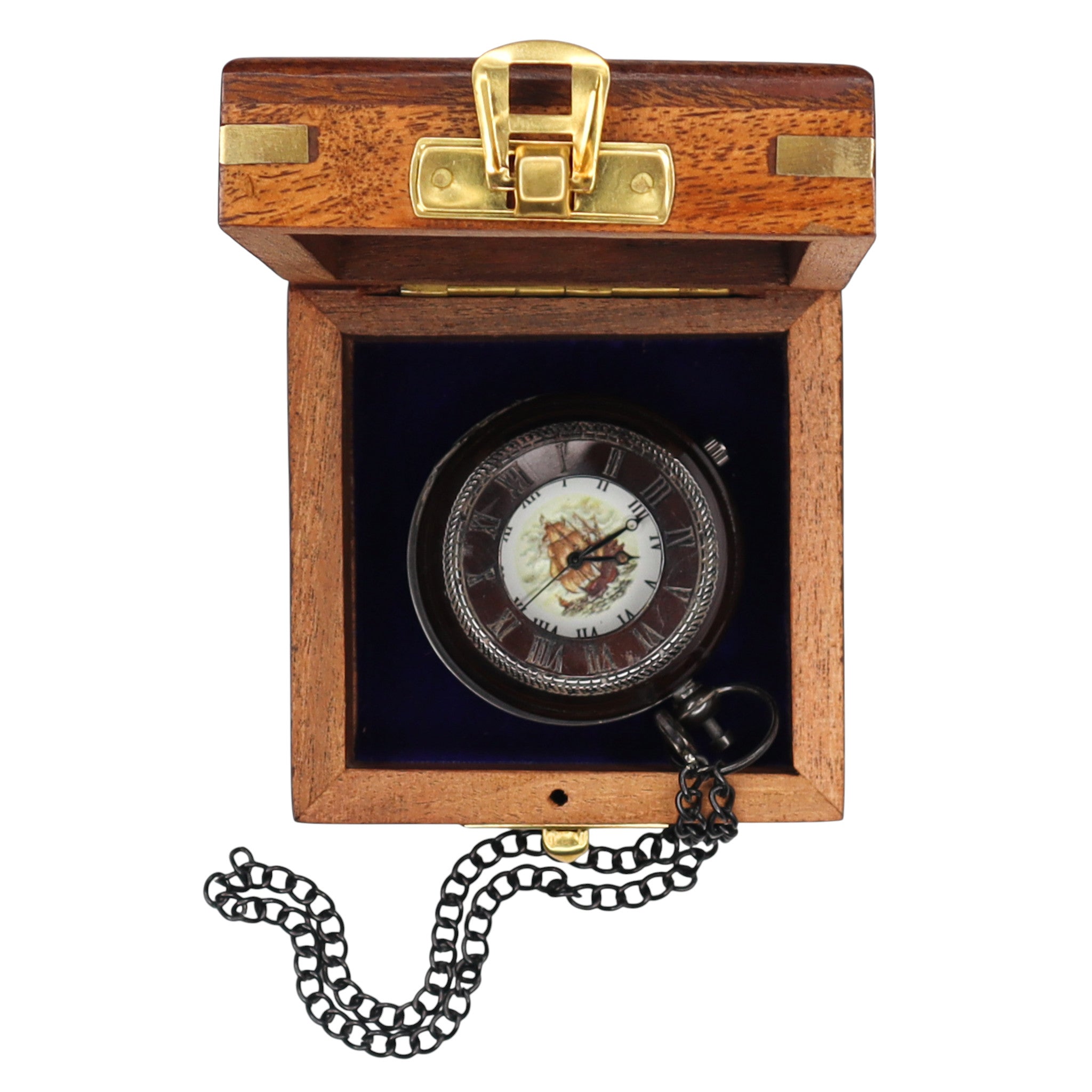 Personalised Black Skeleton Pocket Watch