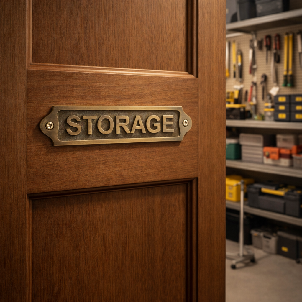 Solid Brass Storage Wall Sign