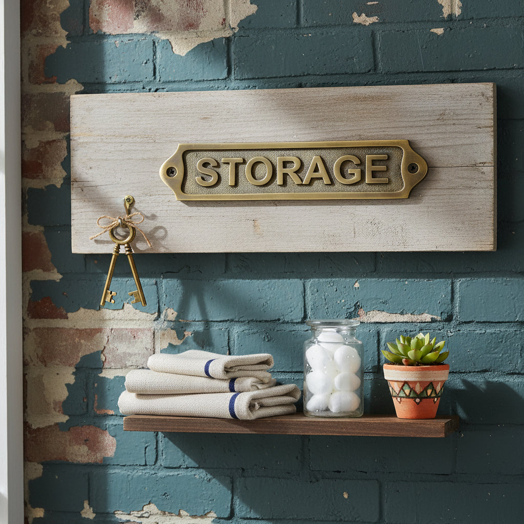 Solid Brass Storage Wall Sign