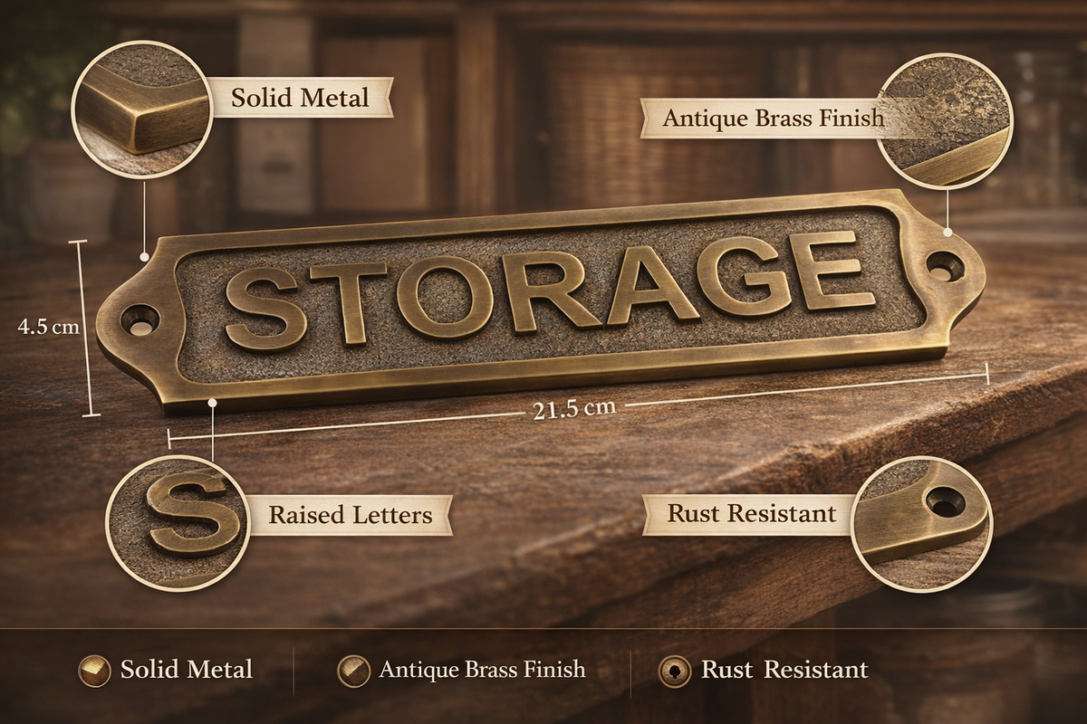 Solid Brass Storage Wall Sign