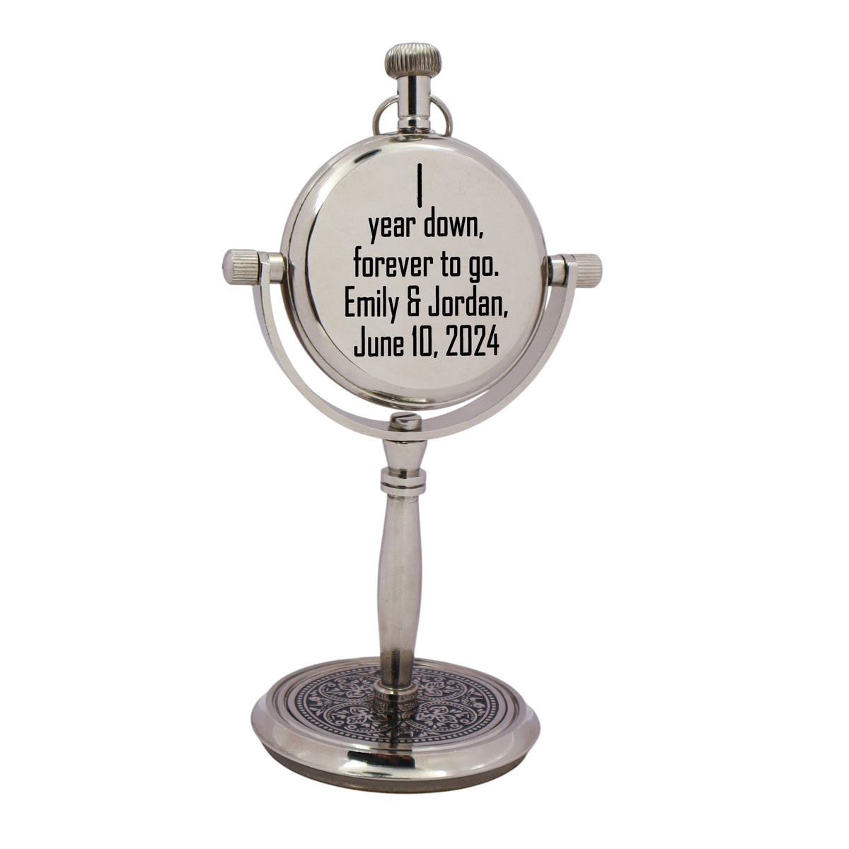 Personalised 1st Anniversary Silver Colour Desk Clock
