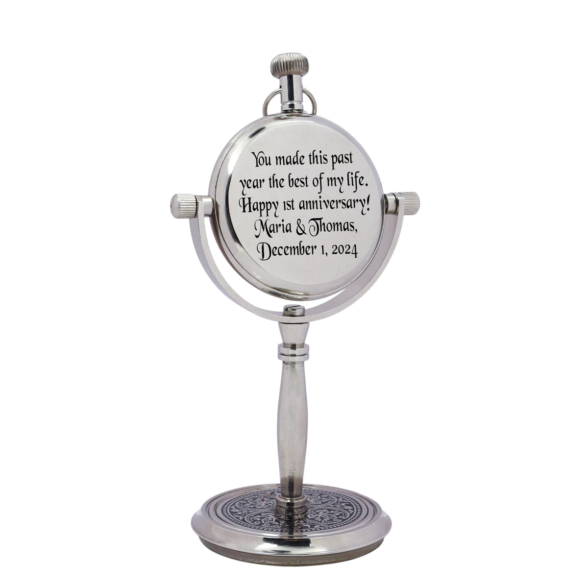 Personalised 1st Anniversary Silver Colour Desk Clock