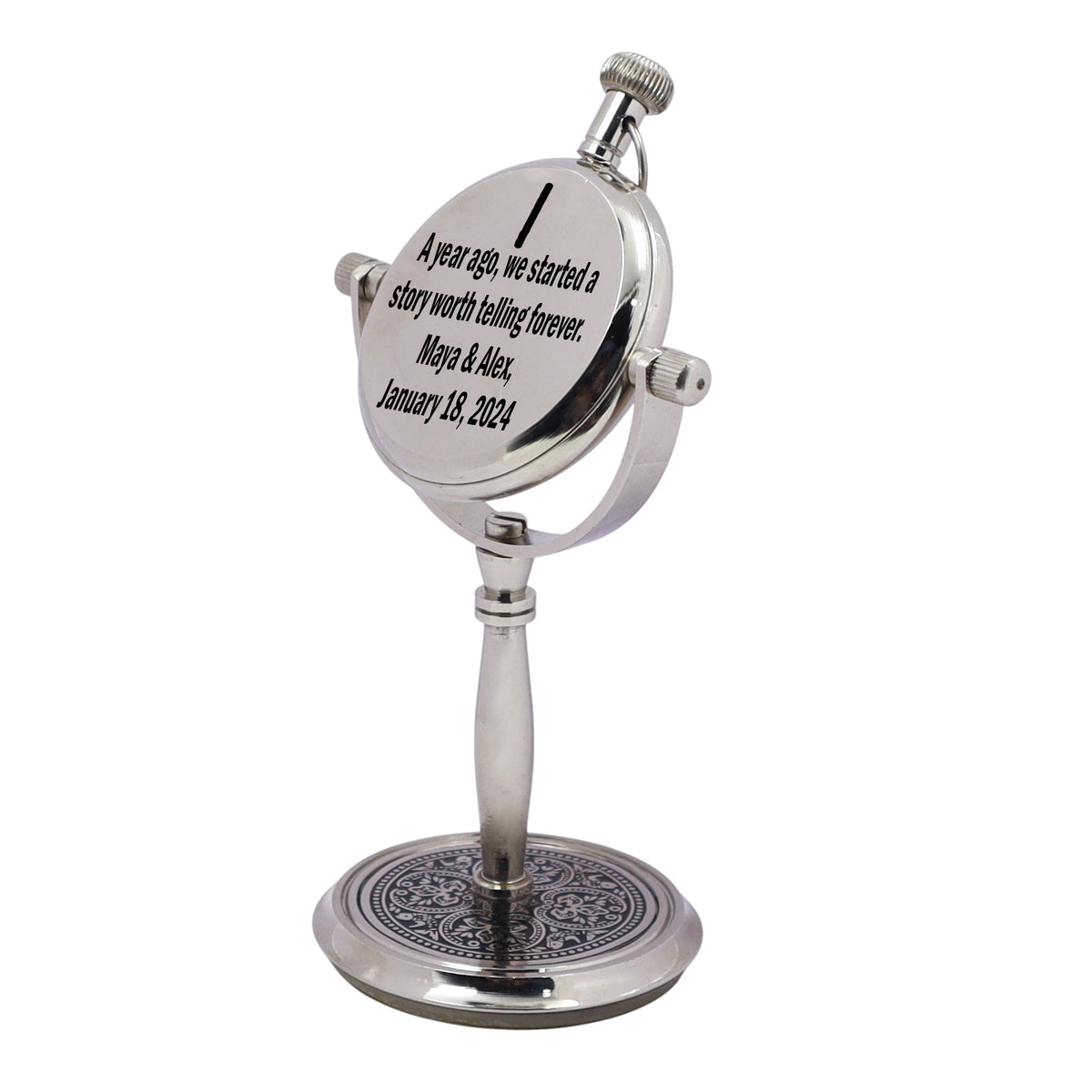 Personalised 1st Anniversary Silver Colour Desk Clock