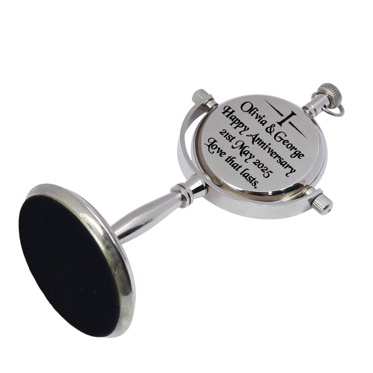 Personalised 1st Anniversary Silver Colour Desk Clock