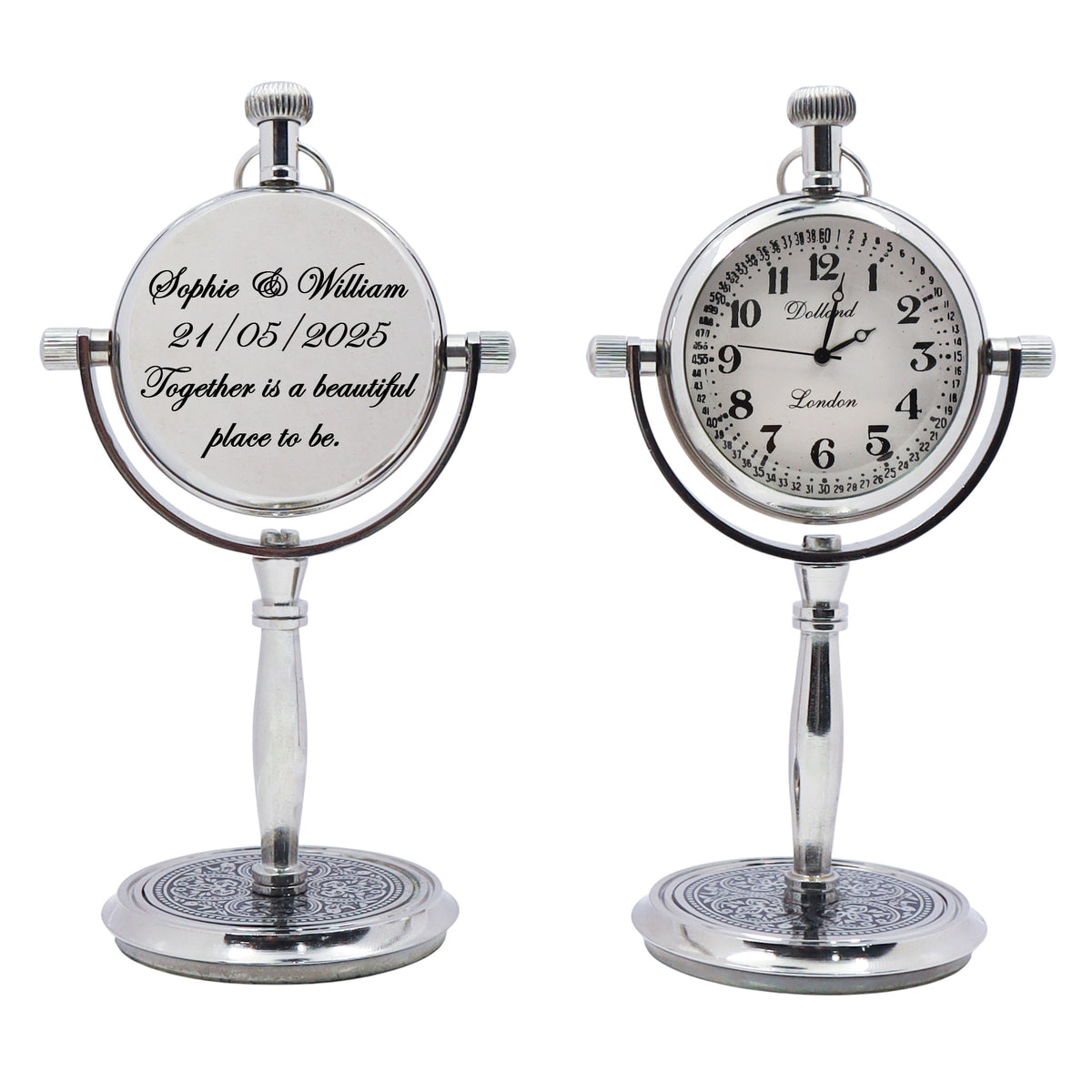 Personalised 1st Anniversary Silver Colour Desk Clock