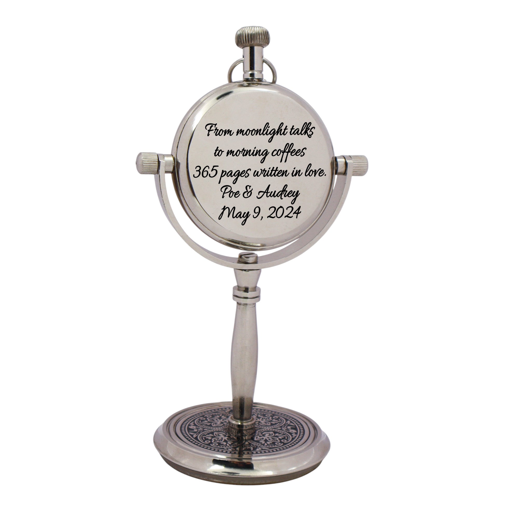 Personalised 1st Anniversary Silver Colour Desk Clock