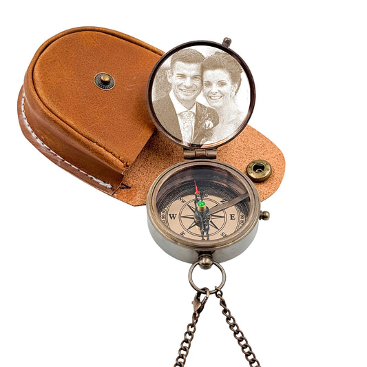 Personalized Photo Engraved Compass