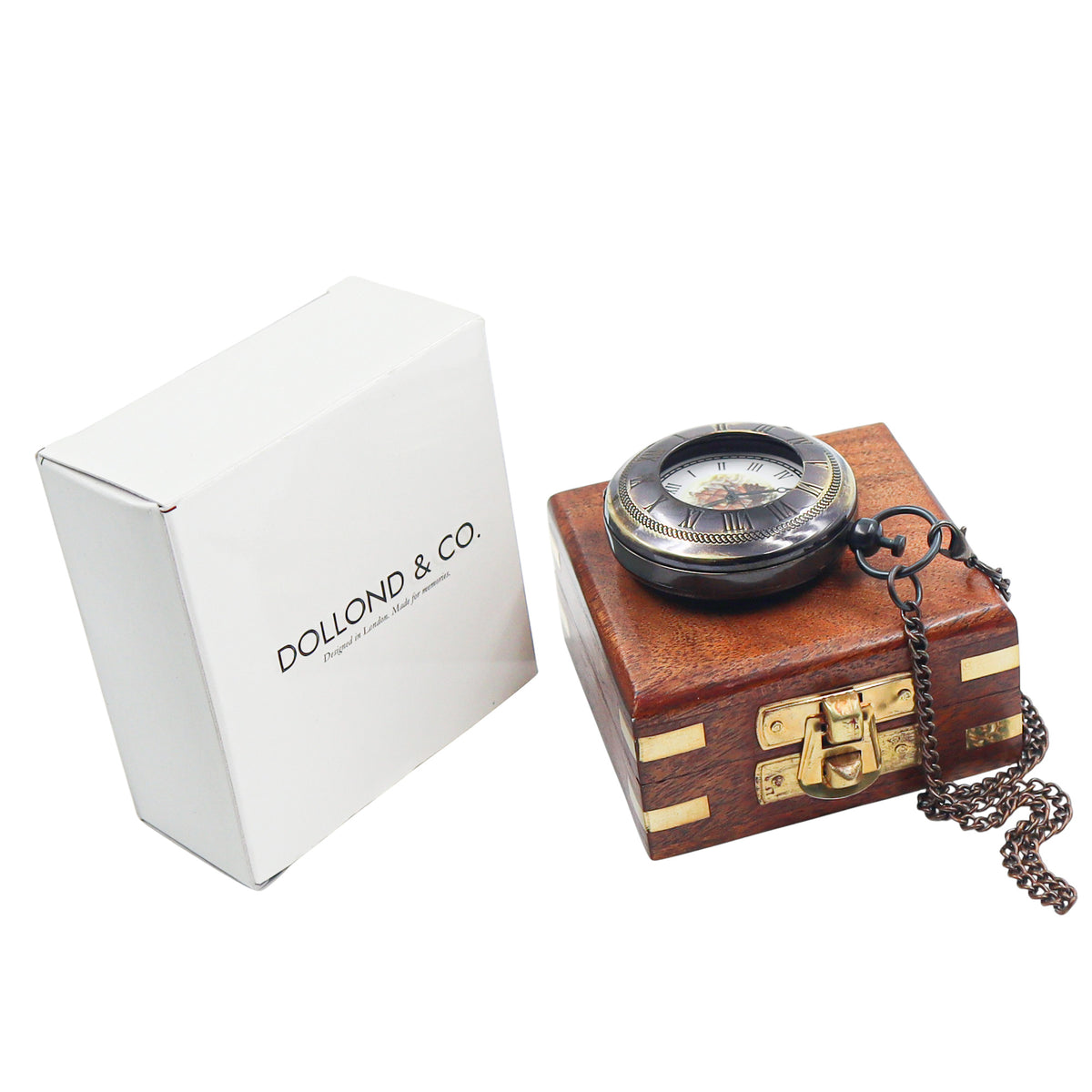 Personalised Black Skeleton Pocket Watch