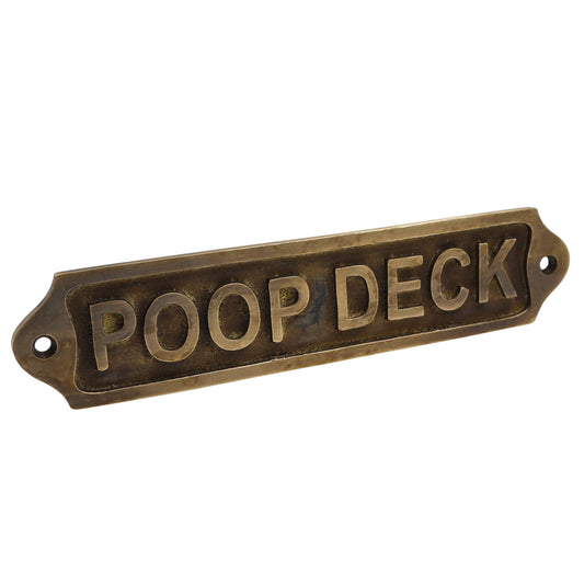 Poop Deck Solid Brass Plaque