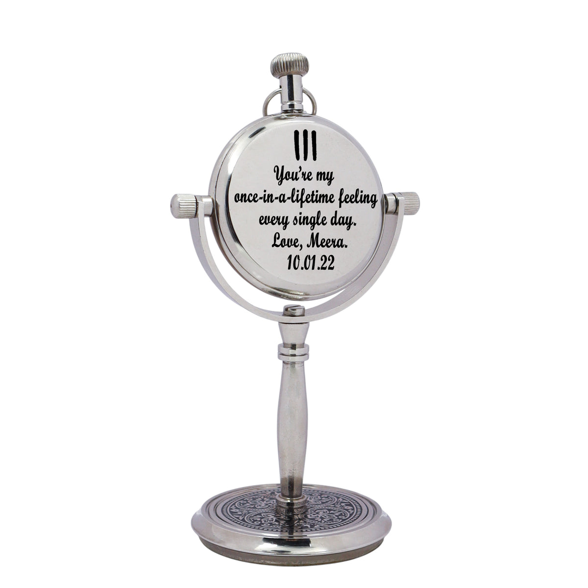 Personalised 3rd Anniversary Gift Chrome Desk Clock