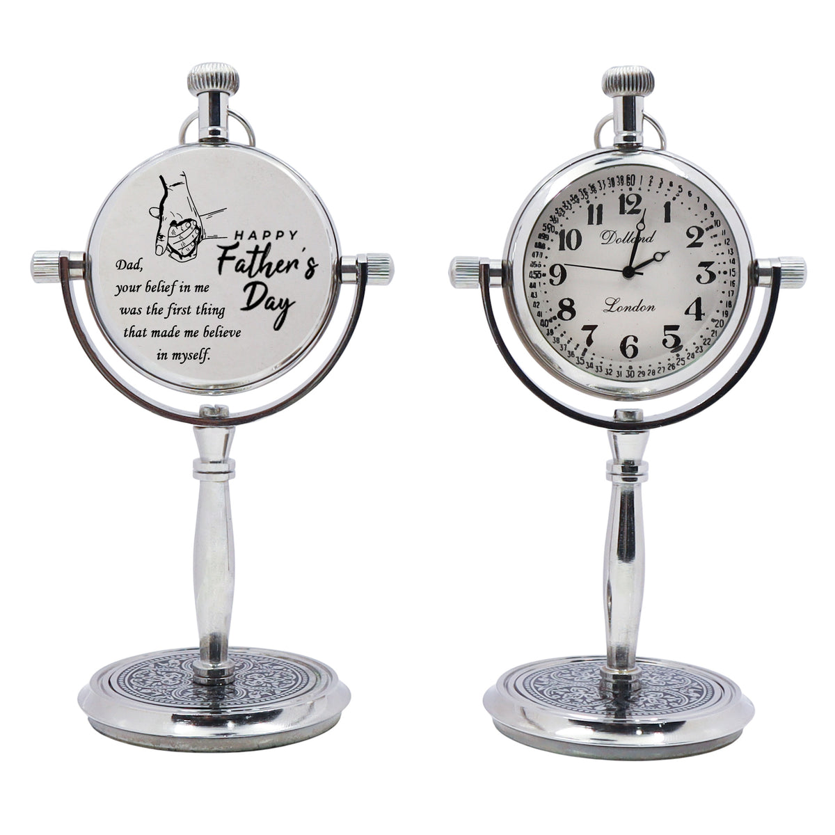 Personalised Chrome Desk Clock for Father's Day Gift