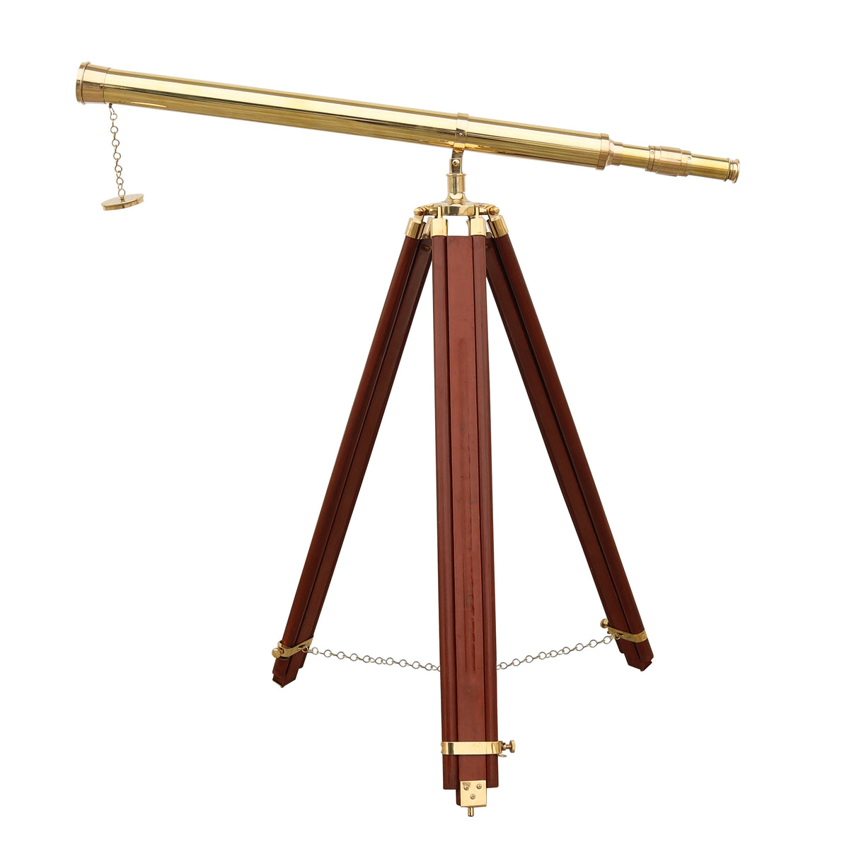 Adjustable 60-Inch Brass Floor Telescope with Wooden Tripod