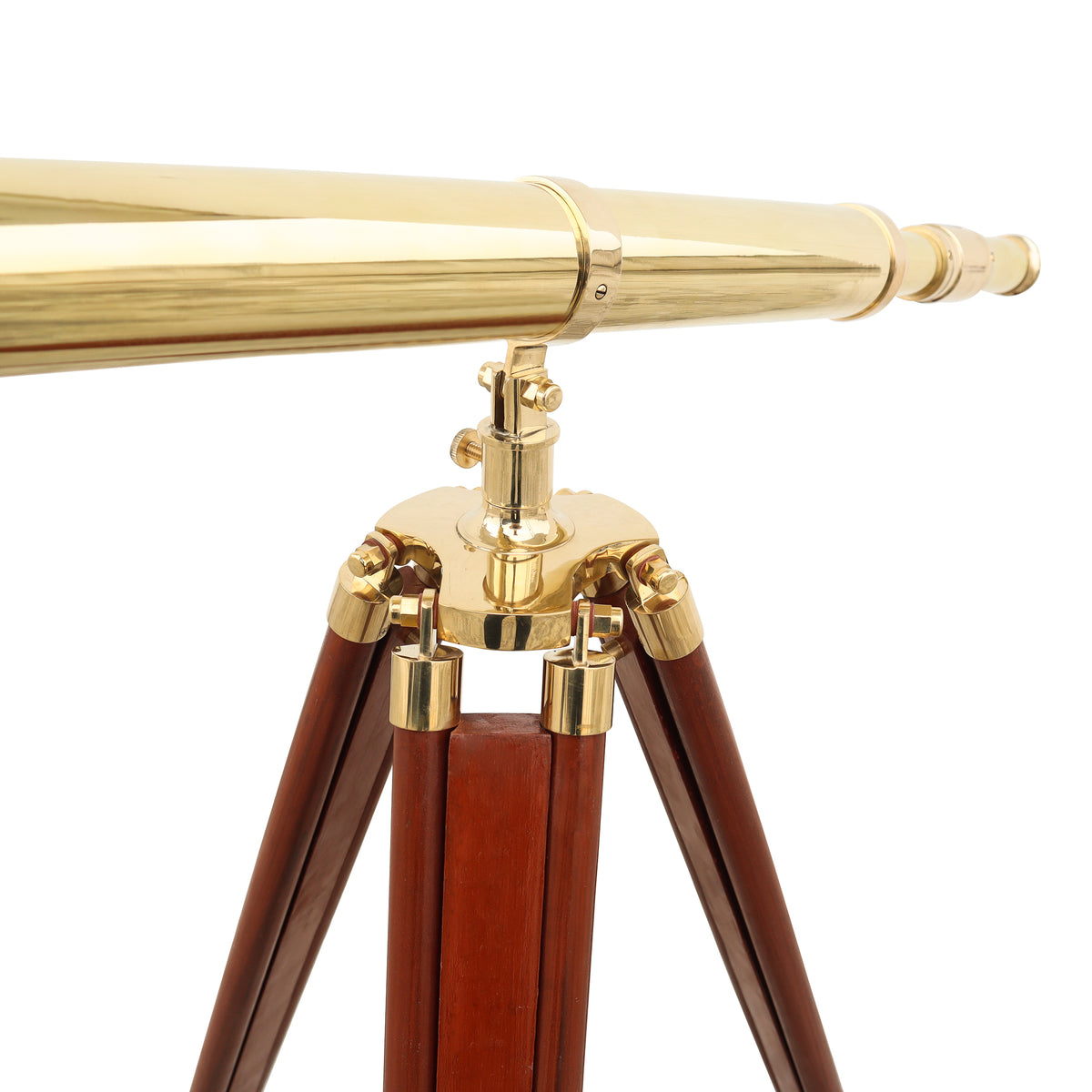Adjustable 60-Inch Brass Floor Telescope with Wooden Tripod