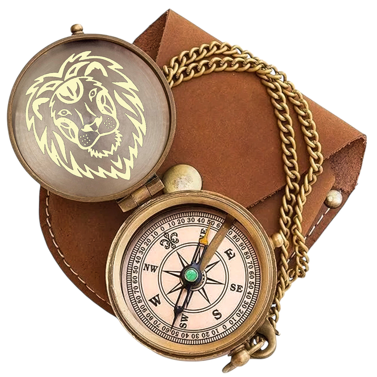 Personalised Zodiac Compass with Leather Case