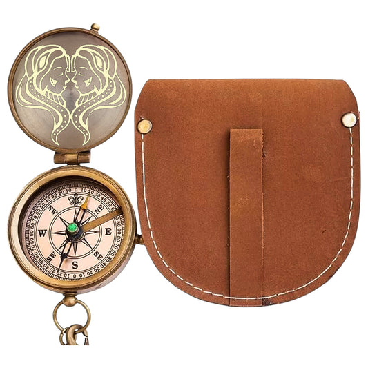 Personalised Zodiac Compass with Leather Case