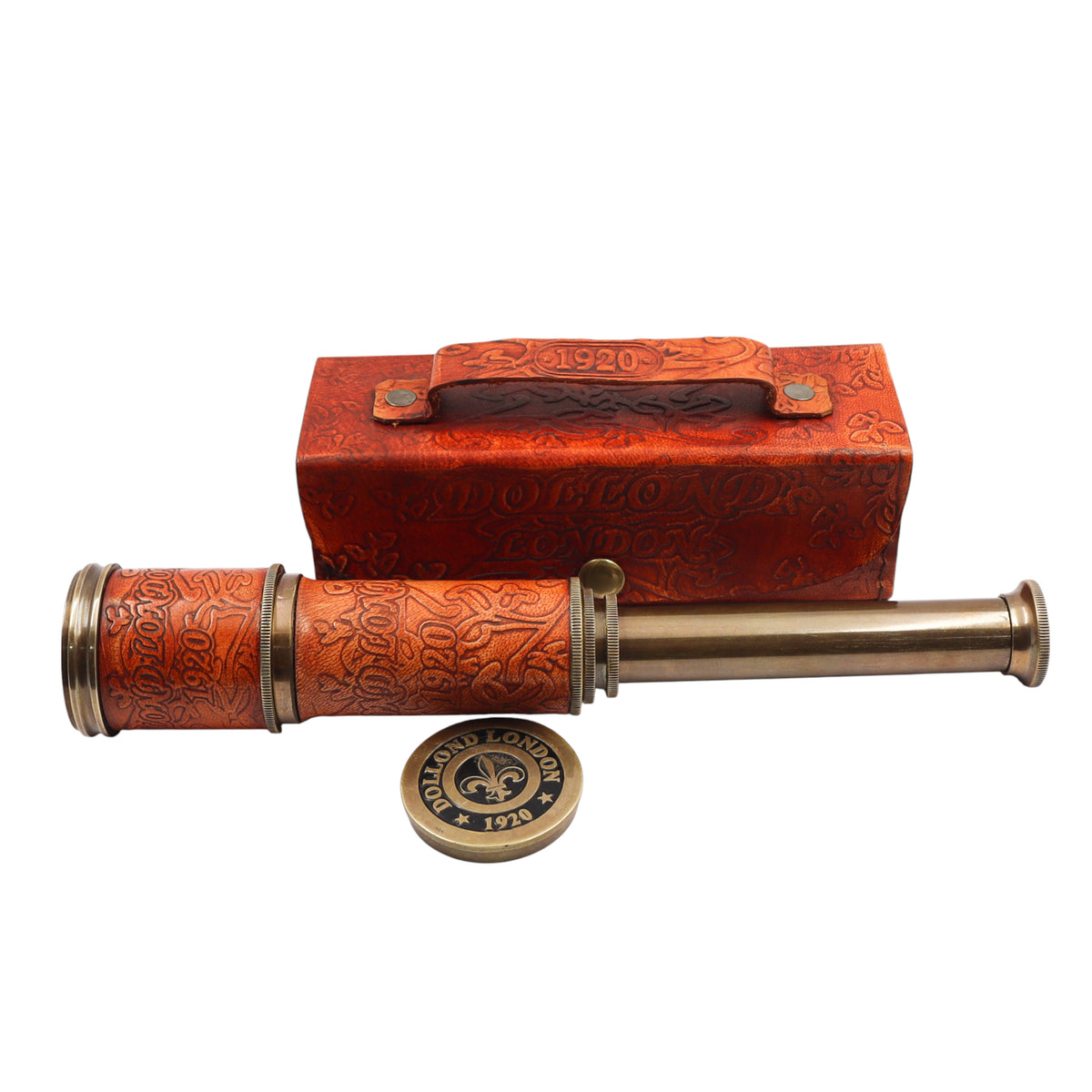 Brass Marine Dollond London Telescope with Leather Case
