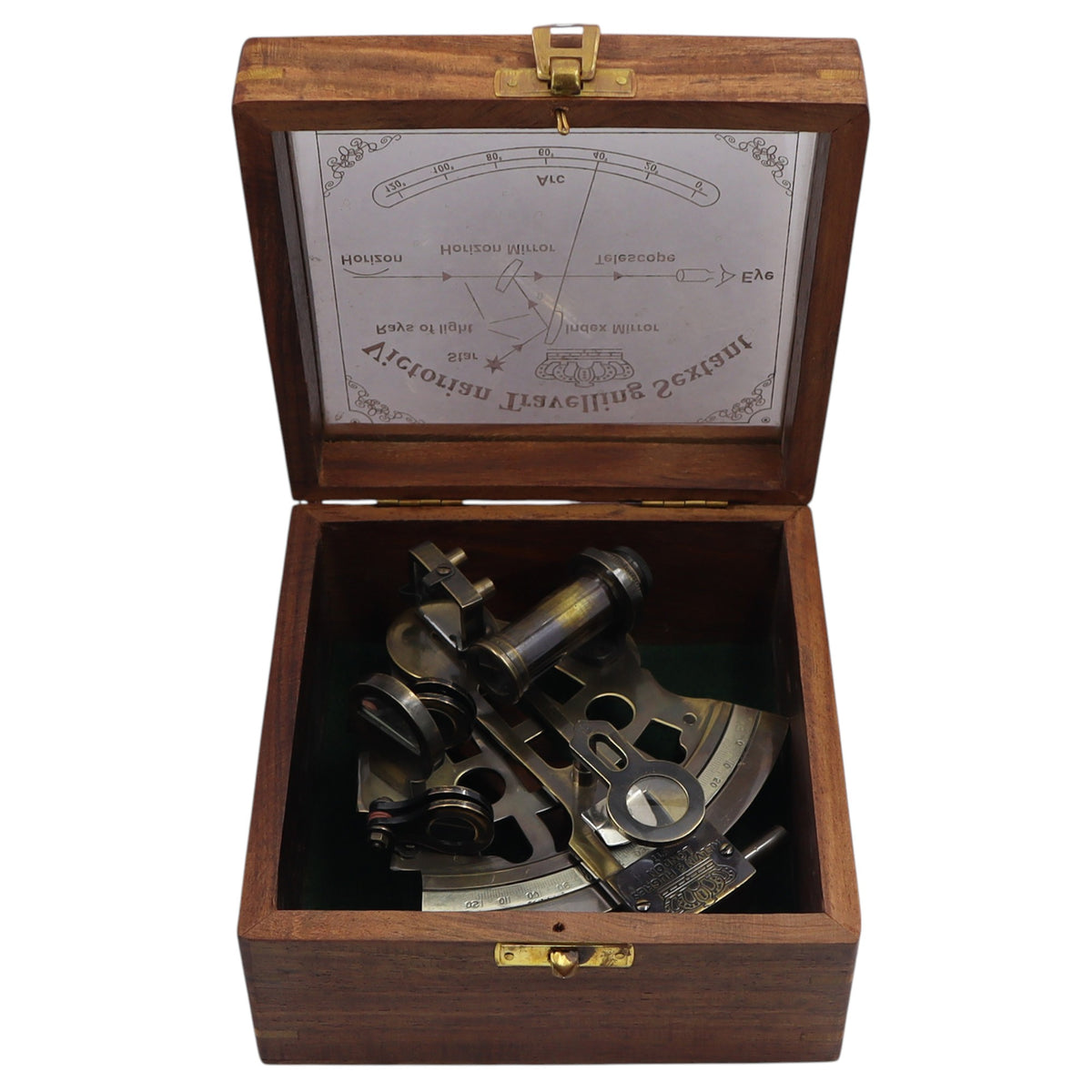 Personalised  Gunmetal Sextant with Wooden Box