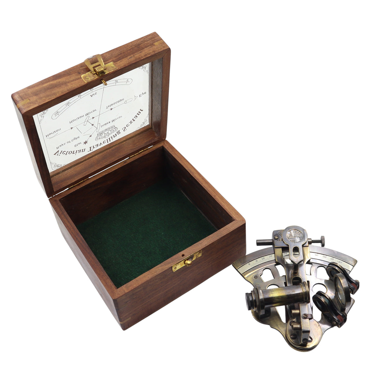Personalised  Gunmetal Sextant with Wooden Box