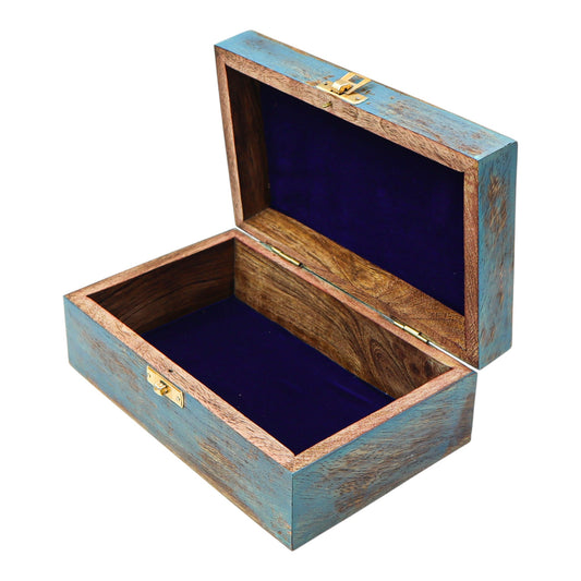 Blue Tree of Life Wooden Chest