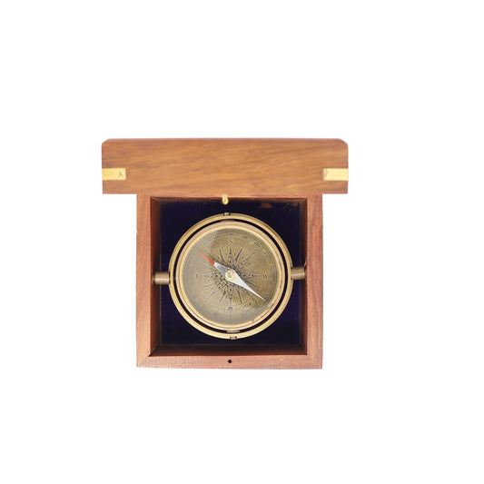 Engraved Retirement Gimbal Compass Gift with Wooden Box