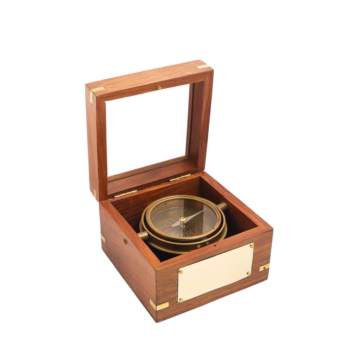 Engraved Retirement Gimbal Compass Gift with Wooden Box