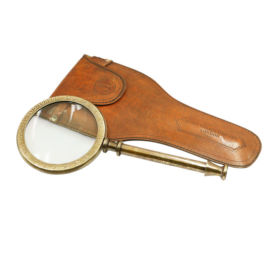 Bronze Handheld Magnifier with Leather Case