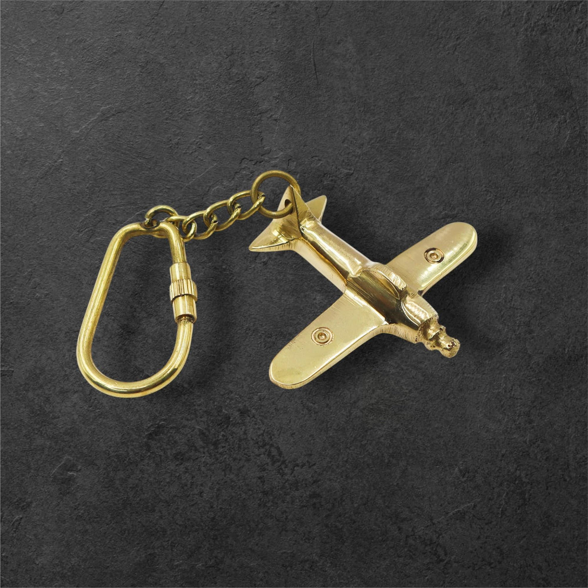 Vintage Style Brass Airplane Keyring