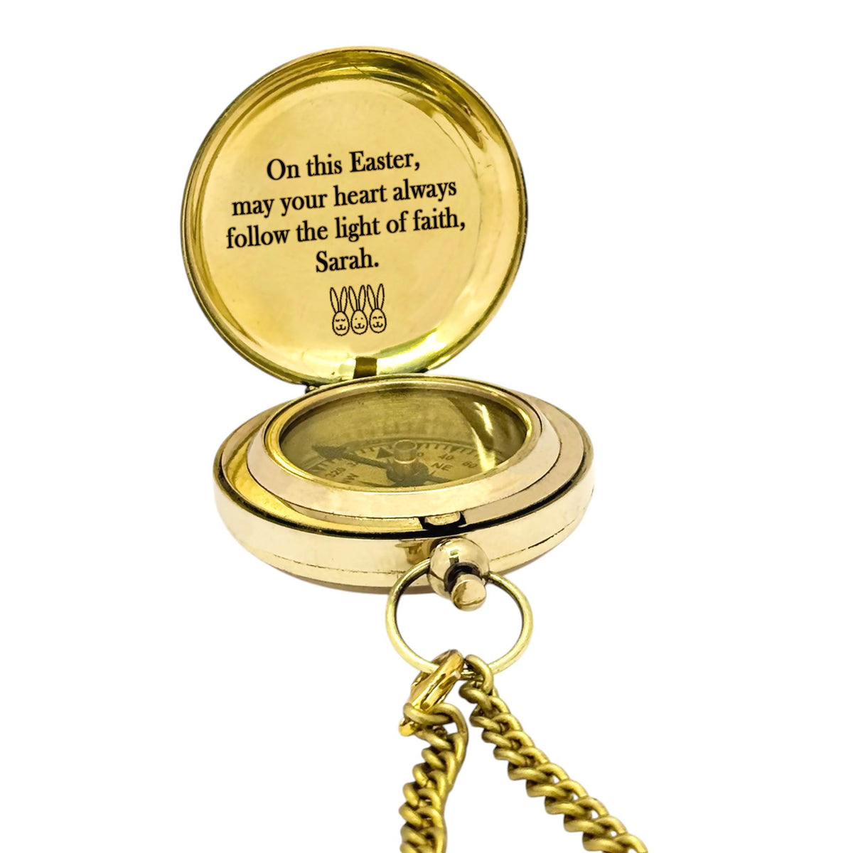 Engraved Brass Compass for Easter Gift
