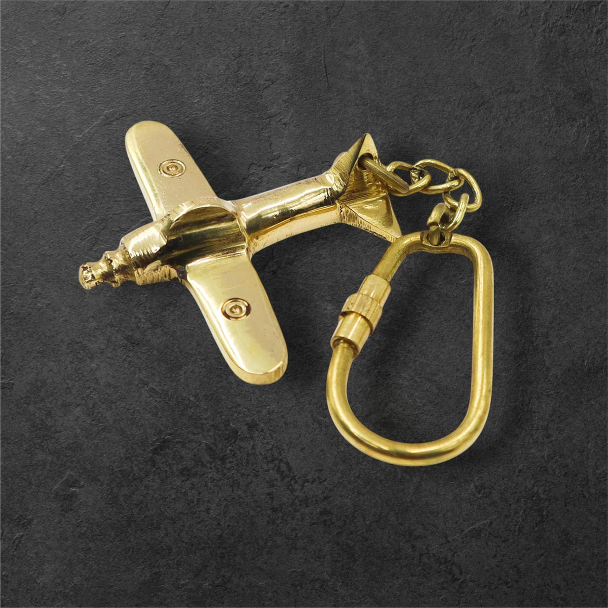 Vintage Style Brass Airplane Keyring