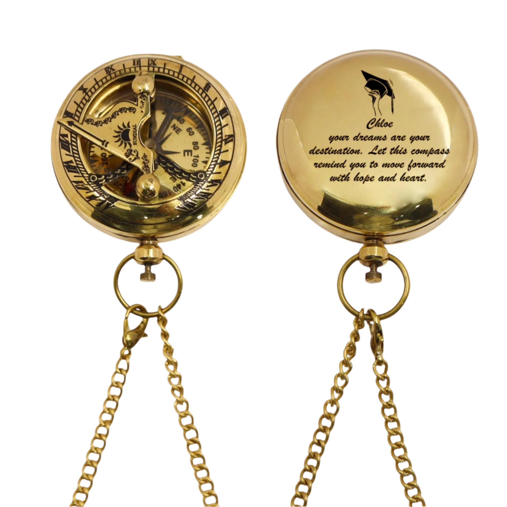 Personalised 2-Inch Brass Sundial Compass Graduation Gift