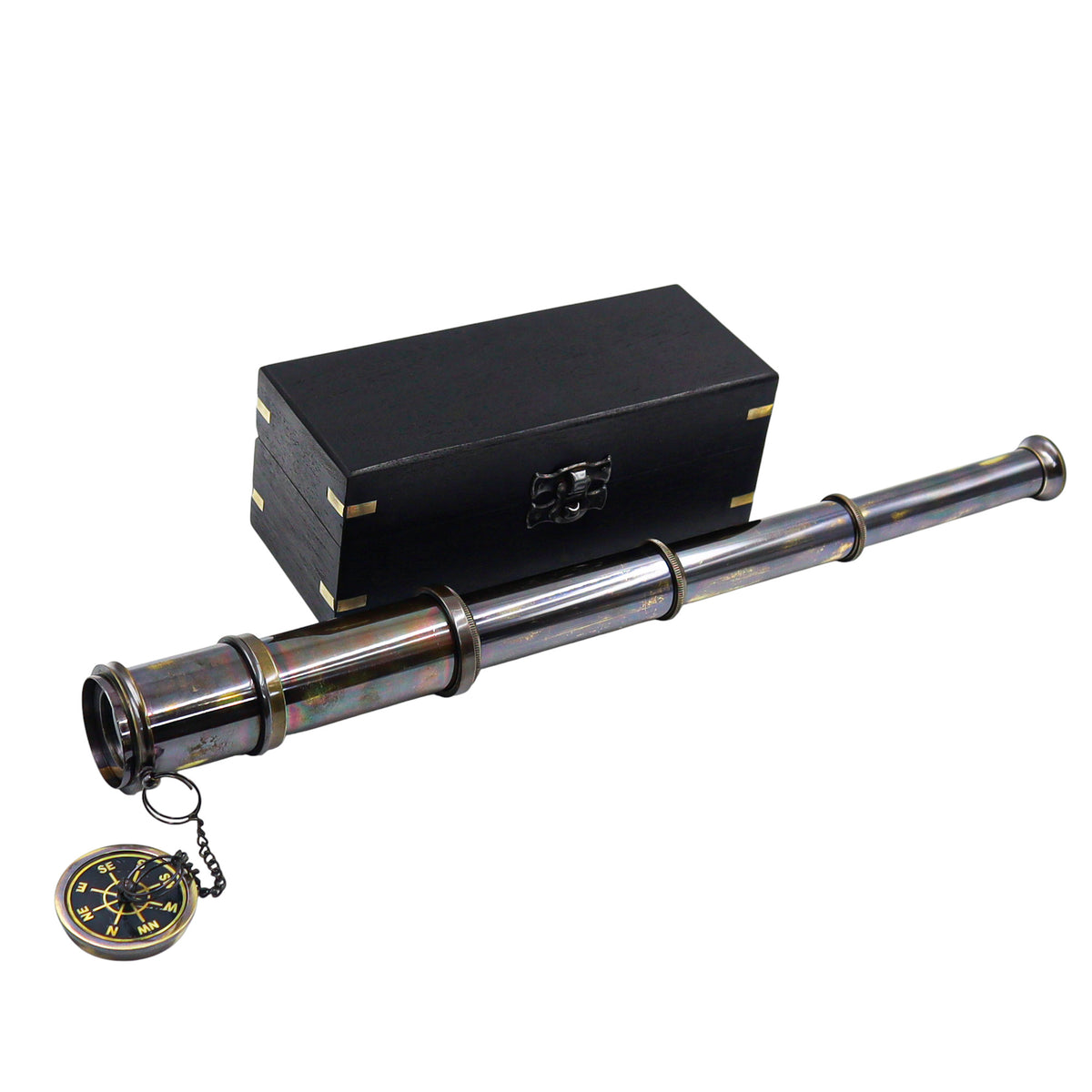 16-Inch Gunmetal Maritime Telescope with Black Wooden Box