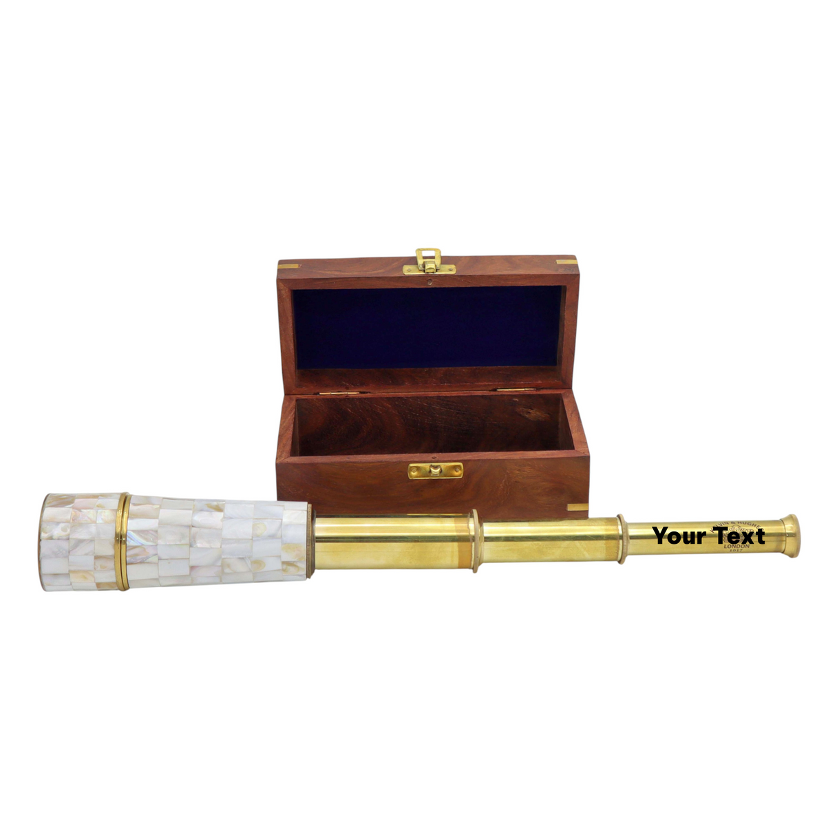 Personalised Mother of Pearl Telescope with Wooden Box