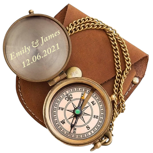Custom Wedding Compass - Personalised Gift for Groom Or Best Man