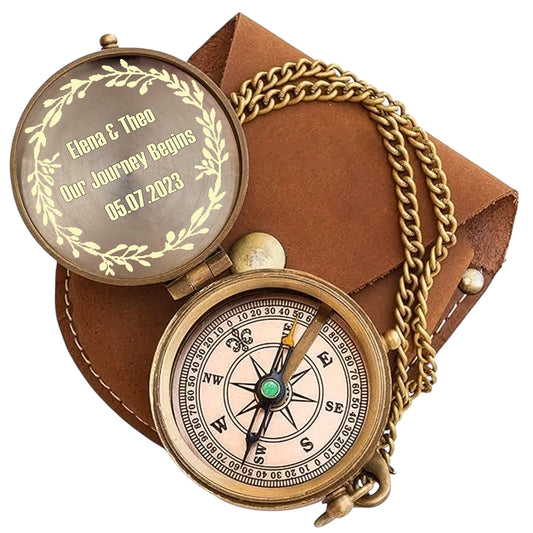 Custom Wedding Compass - Personalised Gift for Groom Or Best Man