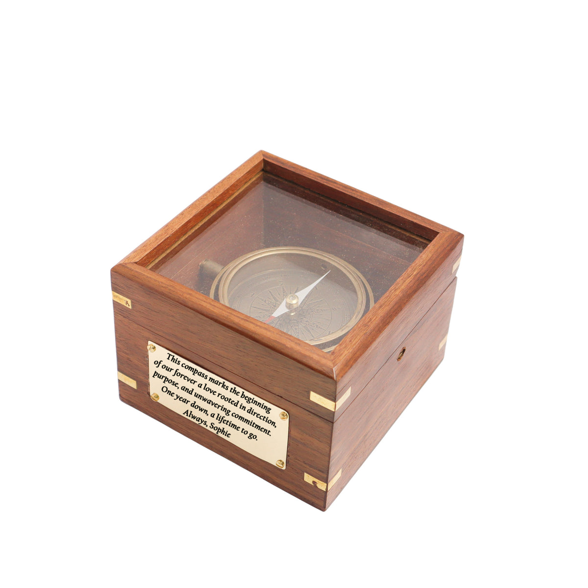 1st Anniversary Gift Personalised Brass Gimbal Compass